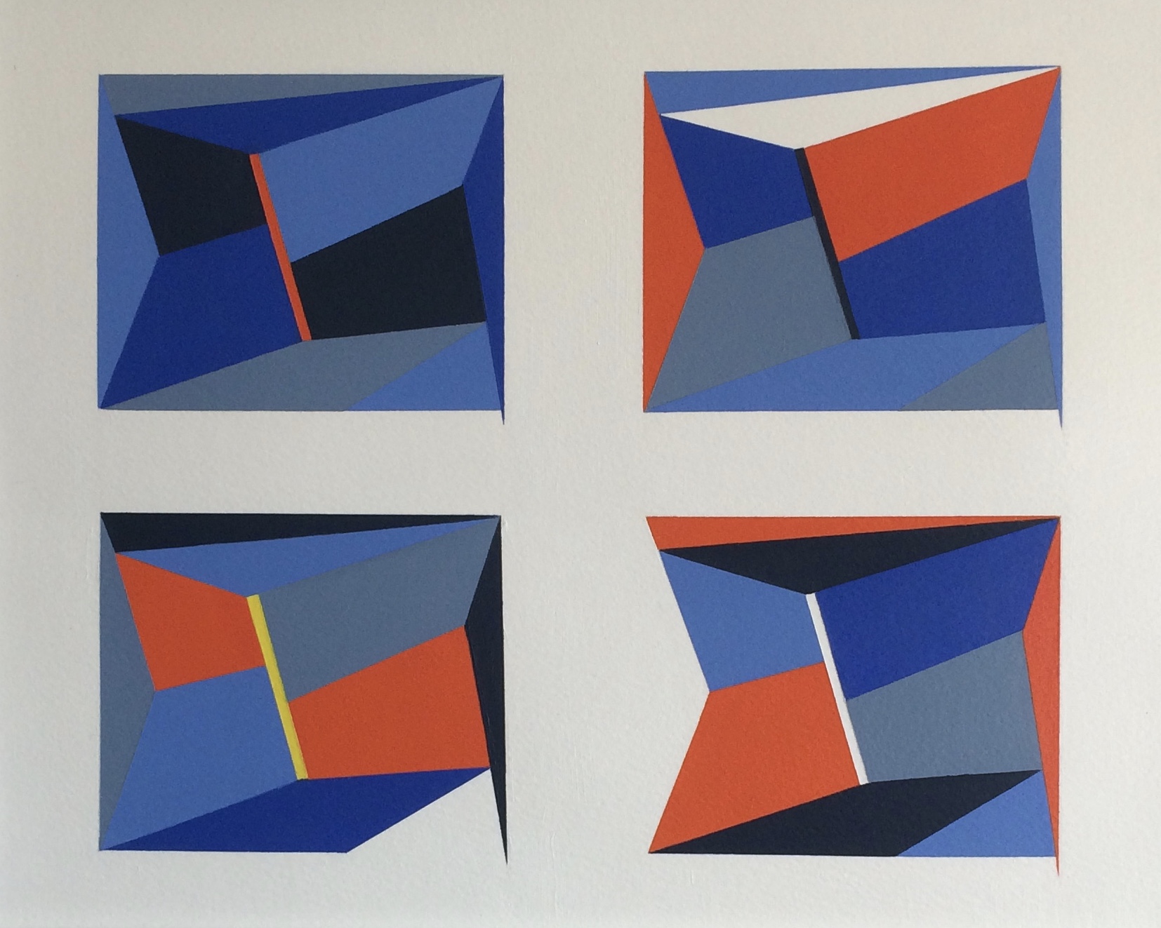 ‘Composition 4 x 4’ (2020), Acrylic on Watercolour Paper (36 x 28cm)